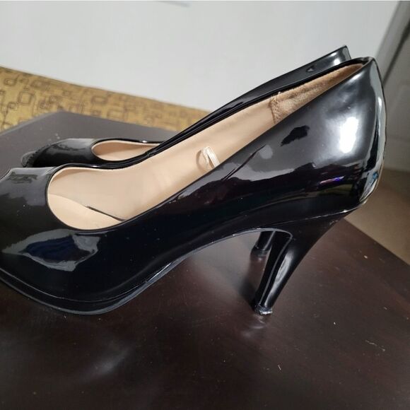 BLACK GLOSSY ANDREW GELLER TAYA OPEN TOE HIGH HEEL WOMEN"S SHOE - Picture 6 of 16